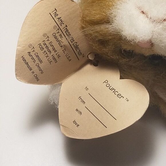 1993 TY Beanie Babies Pouncer Cat Retired Vintage Attic Treasures Collection - Picture 6 of 7